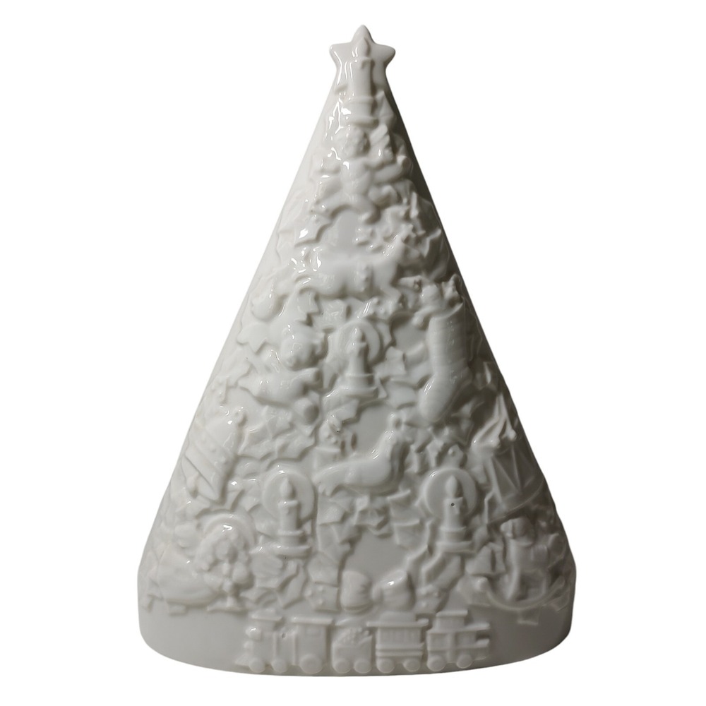 Vintage Partylite Embossed‎ Tea Light Holder Porcelain White Christmas Tree SEE